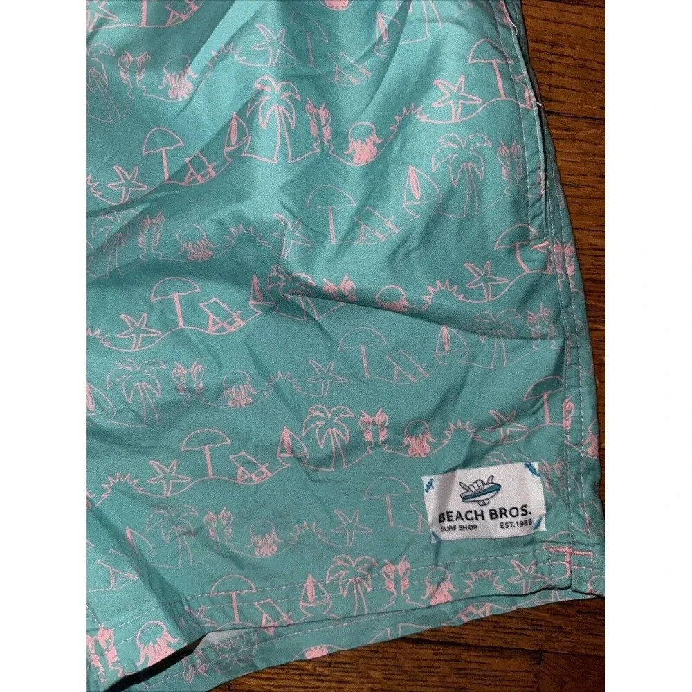 Beach Bros Island Vacation All Over Drawstring Men's Trunks‎ Size M 6.5